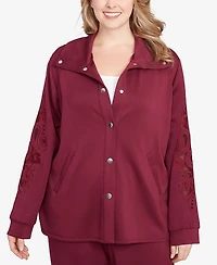 Ruby Rd. Plus Embroidered Floral Cutout Snap Jacket