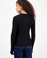 Hooked Up by Iot Juniors' Crewneck Long-Sleeve Sweater
