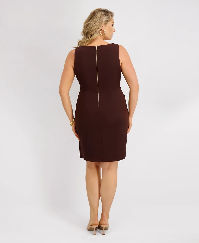 Siena Plus Origami-Pleat Asymmetric-Hem Dress