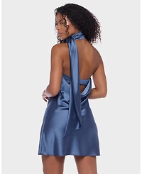 Alex & Sophia Juniors' Scarf-Neck One-Shoulder Satin Bodycon Dress