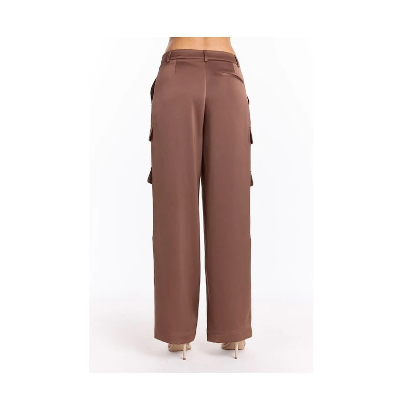 The Noli Shop Women's Milan Satin Cargo Pant