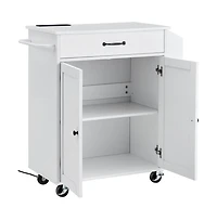 Slickblue Mobile Kitchen Island with Charging Station, Storage Cabinet, and Locking Wheels