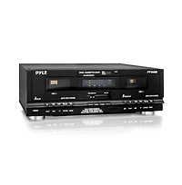 Pyle Dual Cassette Deck - Double Cassette Tape System for Mixtape Recording, CrO2 Tape Selector, High-Speed Dubbing