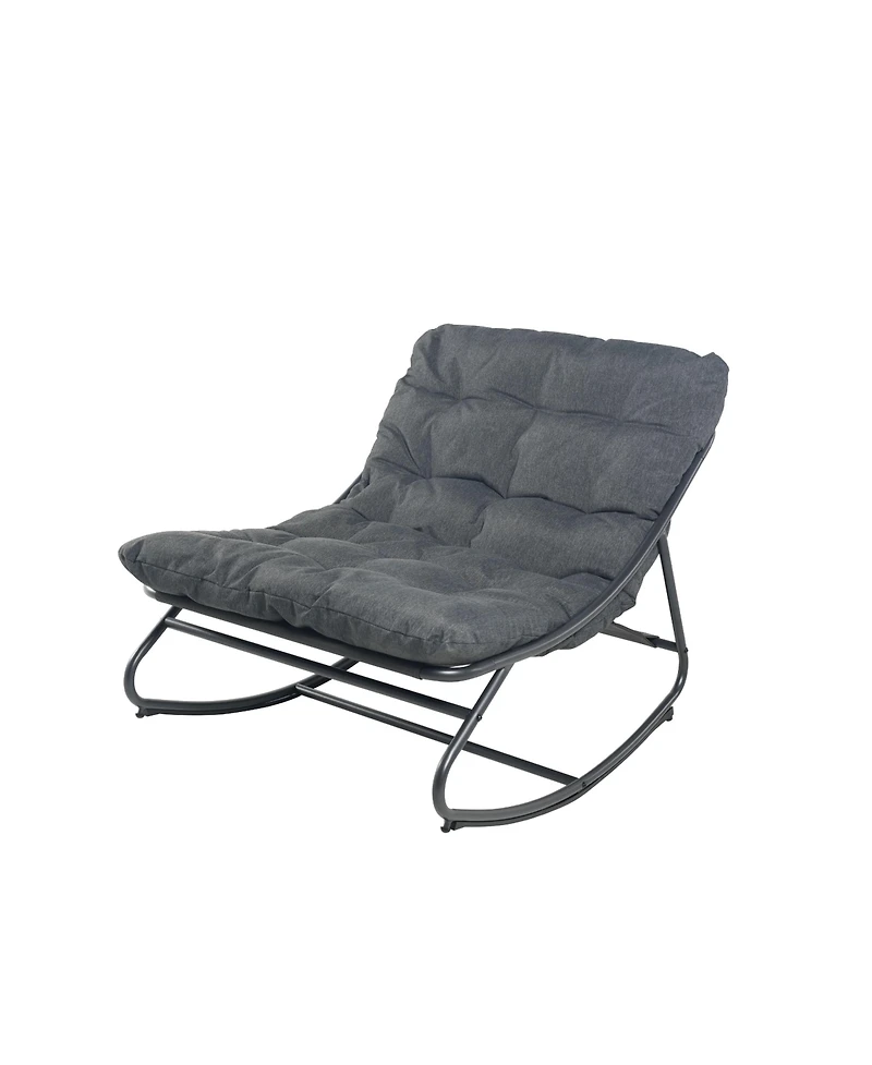 Mondawe Modern Armless Rocking Chair W/ Breathable Mesh Plush Cushion Steel Frame Package style seat