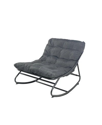 Mondawe Modern Armless Rocking Chair W/ Breathable Mesh Plush Cushion Steel Frame Package style seat