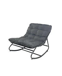Mondawe Modern Armless Rocking Chair W/ Breathable Mesh Plush Cushion Steel Frame Package style seat