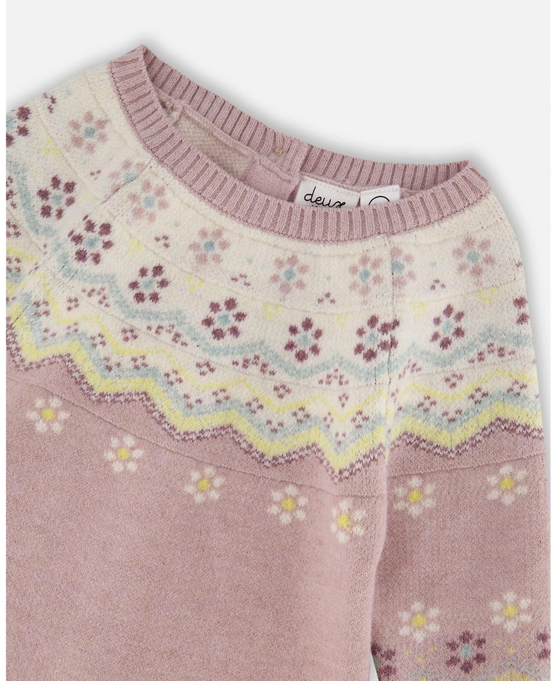 Deux par Baby Girl Jacquard Knitted Romper Keepsake Lilac