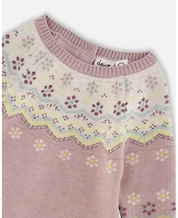 Deux par Baby Girl Jacquard Knitted Romper Keepsake Lilac
