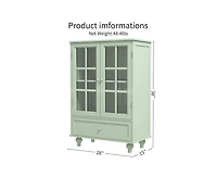 Casainc Kitchen Cabinet with Double Glass Doors and Drawer