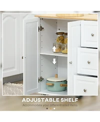 Halifax North America White Kitchen Helper: Rolling Island Cart with Drop Leaf & Storage