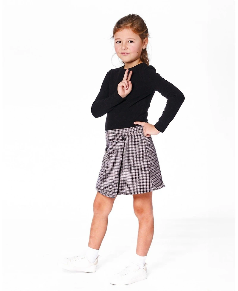Deux par Girl Bi-Material Dress Black and Houndstooth - Toddler|Child