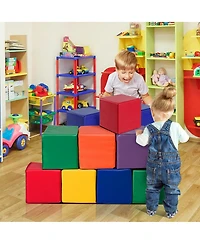 Gymax 12-Piece 8'' Pu Foam Big Building Blocks Colorful Soft Blocks Play Set For Kids