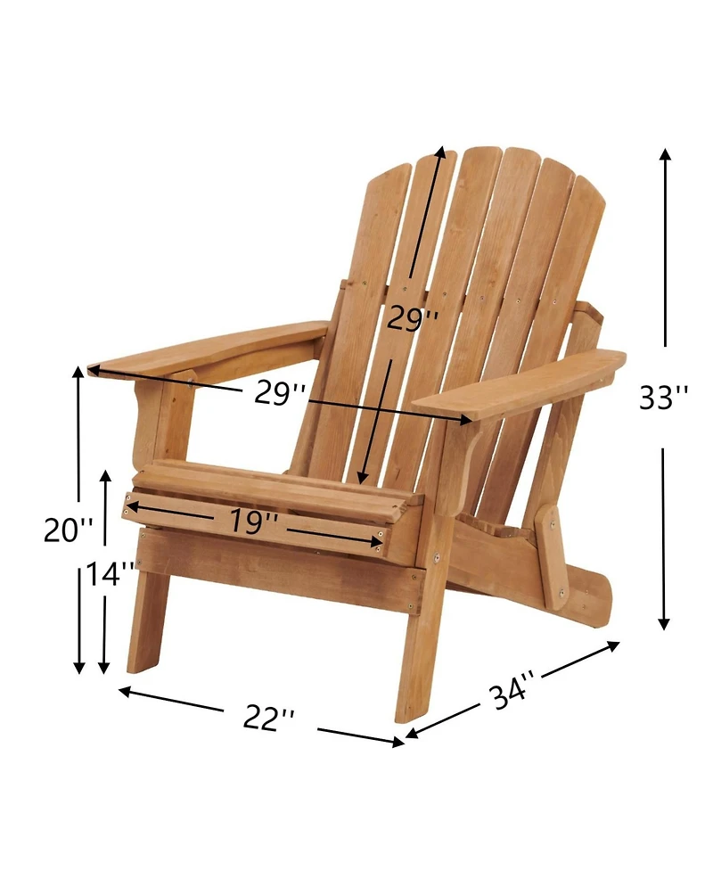 Flynama Oversize Wooden Outdoor Folding Adirondack Chair with Pre-Assembled BackRest & SeatBoard, Wood Patio Chair for Garden Backyard Porch Pool Deck