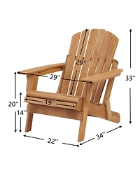 Flynama Oversize Wooden Outdoor Folding Adirondack Chair with Pre-Assembled BackRest & SeatBoard, Wood Patio Chair for Garden Backyard Porch Pool Deck