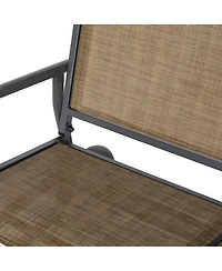 2-Person Outdoor Glider Bench, Patio Double Swing Rocking Chair Loveseat w/ Powder Coated Steel Frame for Backyard Garden Porch