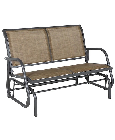2-Person Outdoor Glider Bench, Patio Double Swing Rocking Chair Loveseat w/ Powder Coated Steel Frame for Backyard Garden Porch