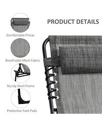Flynama Reclining Chaise Lounge Chair, Portable Sun Lounger, Folding Camping Cot, with Adjustable Backrest and Removable Pillow, for Patio, Garden