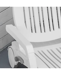 Outdoor Chaise Lounge Chair on Wheels with Storage Box, Waterproof Lounger with Quick Assembly, Folding Design, 5 Level Adjustable Backrest for Pool,