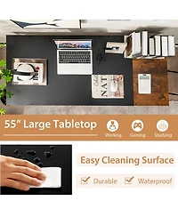 55" Modern Industrial Style Study Writing Desk with 2 Storage Shelves