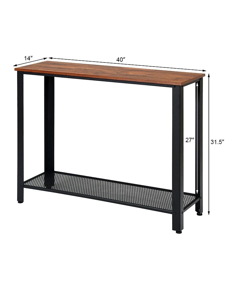 Volenca Wood Console Sofa Table with Adjustable Feet and Storage Shelf