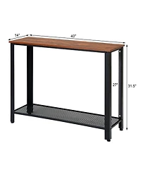 Volenca Wood Console Sofa Table with Adjustable Feet and Storage Shelf
