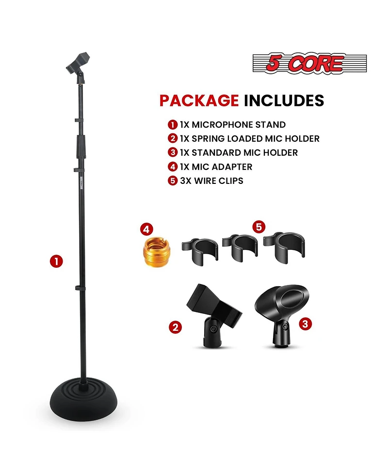 5 Core Microphone Stand Floor 4 Pcs Adjustable w Extending Telescoping Boom Arm