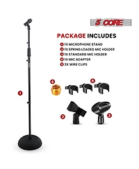 5 Core Microphone Stand Floor 4 Pcs Adjustable w Extending Telescoping Boom Arm