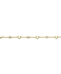Rachel Glauber 14K Gold Plated with Bezel Set Cubic Zirconia Heart Charm Bracelet