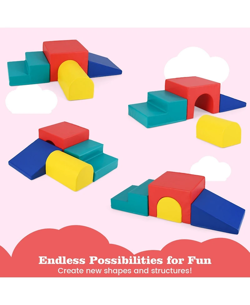 Gymax Toddler Climb & Crawl Activity Playset Blocks w/ Waterproof Pu Cover Epe Foam Multi-color