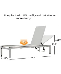 Mondawe Outdoor Lounge Chair w/ Easy Move Wheels & Adjustable Breathable Mesh Backrest Deck Chair