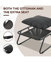 Mondawe 2-Piece All-Iron Removable Lounge Chair Set With Cushions & Footrest,Breathable Mesh Chair