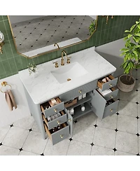 Casainc Fully Assembled 48" Freestanding Single Sink Bathroom Vanity with Solid Wood Construction and Engineered Marble Top