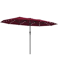 Outsunny Double-Sided Sun Umbrella, Garden Parasol with Light,