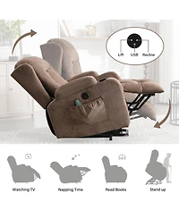 Power Lift Recliner Chair Recliners for Elderly with Heat and Massage Recliner Chair for Living Room with Infinite Position and Side Pocket,Usb Charge
