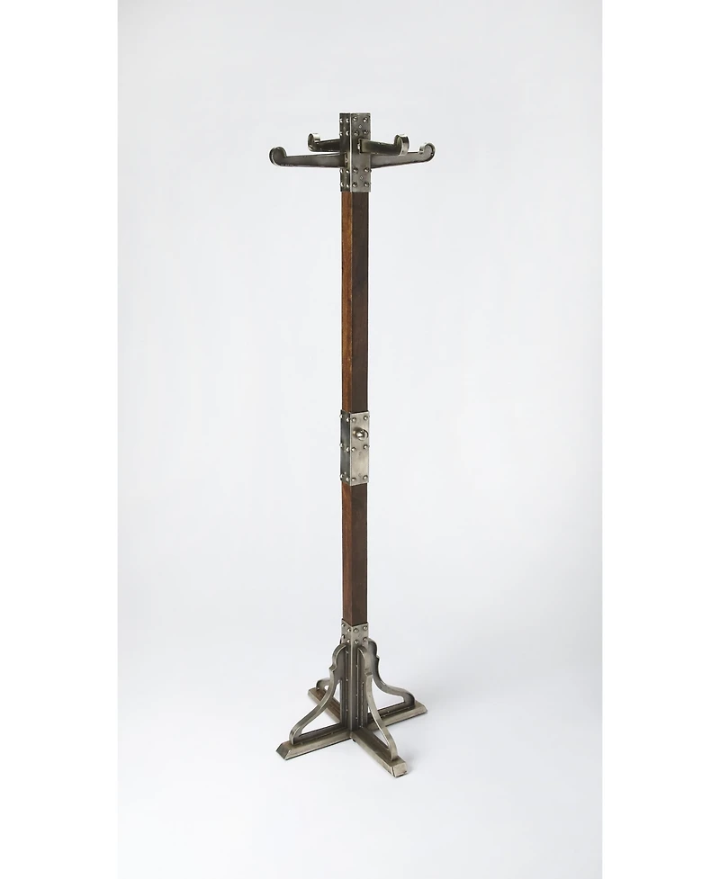 Slickblue Industrial Vintage Style Coat Rack with Metal Frame and Wood Accents for Entryway
