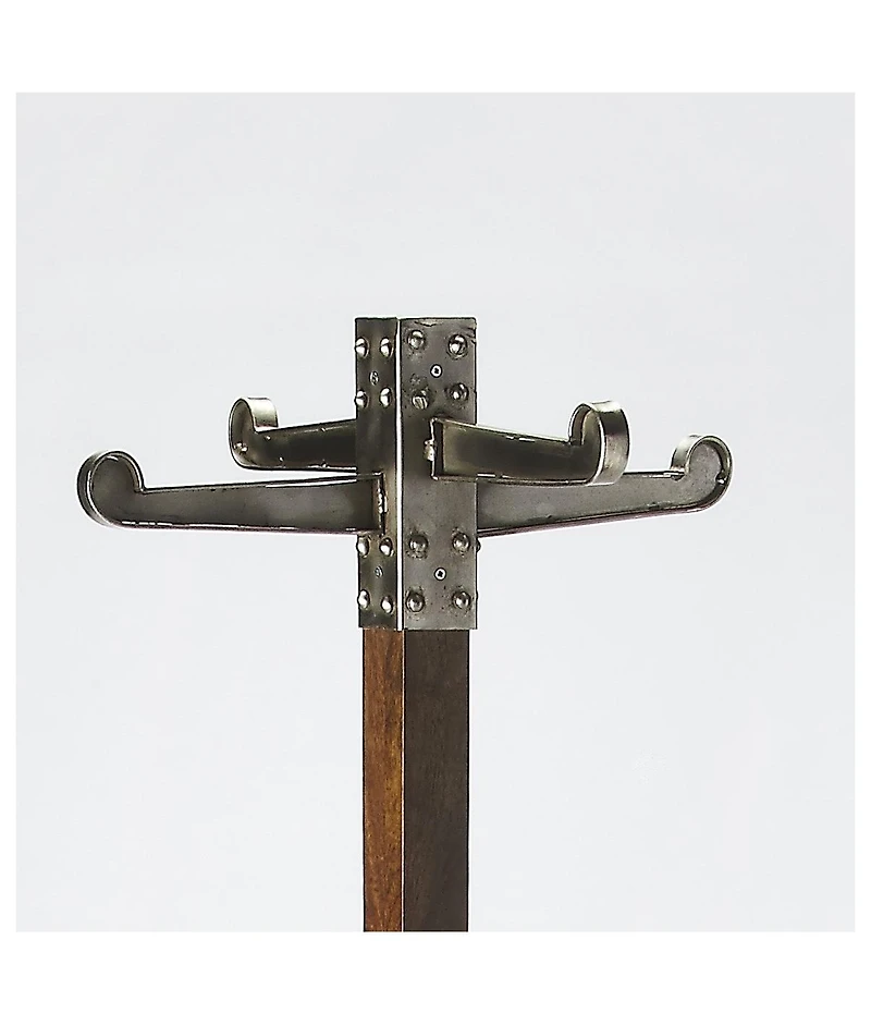 Slickblue Industrial Vintage Style Coat Rack with Metal Frame and Wood Accents for Entryway