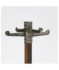 Slickblue Industrial Vintage Style Coat Rack with Metal Frame and Wood Accents for Entryway