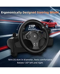 Nbcp Pc Racing Wheel with Pedals – 270° Driving Force Simulator Steering Wheel, Dual Vibration, Compatible with Xbox, PS4, PS3, Nintendo Switch & Andr