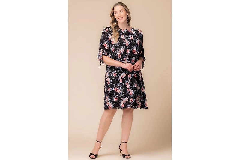 Kiyonna Plus Manhattan Shift Dress with Tie Sleeves