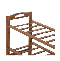 Basicwise Bamboo Storage Shoe Rack, Free Standing Shoe Organizer Storage Rack