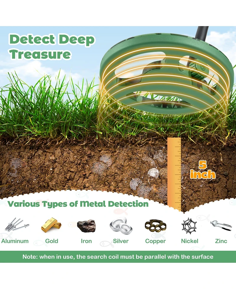 Gymax 24.5''-33.5'' Metal Detector for Kids with Lcd Display IP68 Waterproof