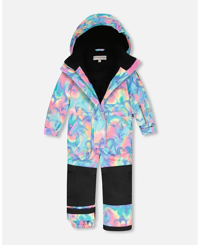 Deux par Toddler Girls One-Piece Play Snowsuit Rainbow Heart Print - Toddler|Child
