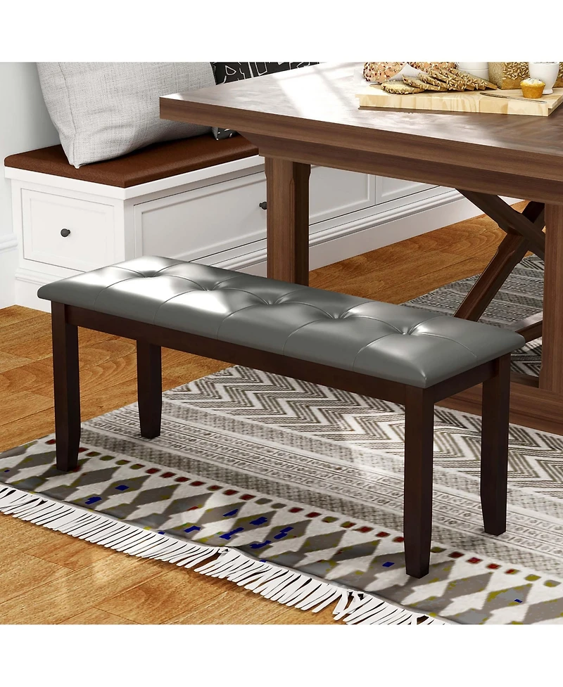 Gymax Upholstered Dining Bench w/Padded Seat for Kitchen Bedroom Entryway