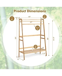 Ecooso Bamboo Clothing Rack with Storage Shelves