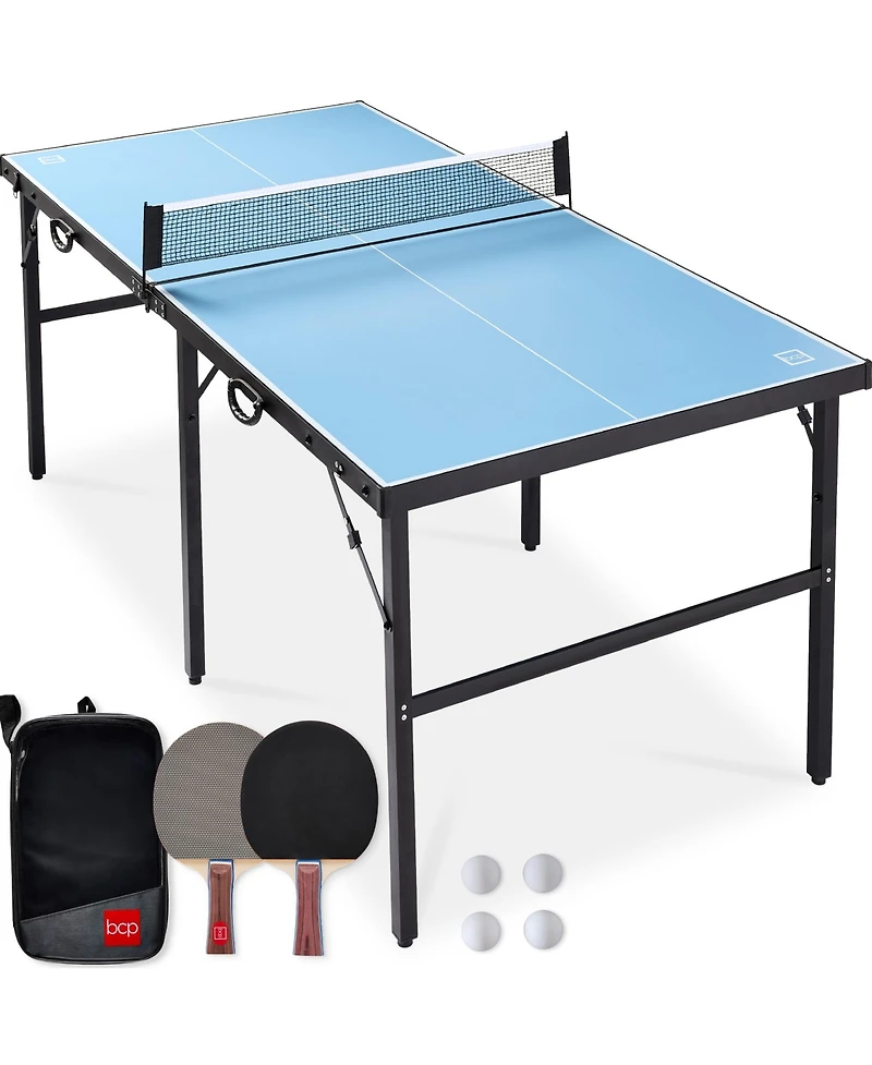 Best Choice Products 6x3ft Portable Ping Pong Table Game Set, Folding Table Tennis w/ 2 Paddles, Balls