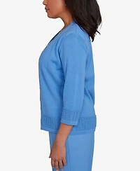 Alfred Dunner Women's Animal Two One Periwinkle Sweater