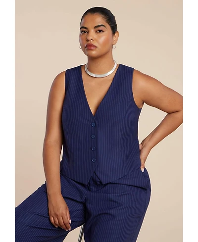 Eloquii Women's Pinstripe Suit Vest