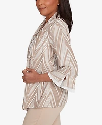 Alfred Dunner Women's Urban Legend Exploded Chevron Two One Top with Necklace