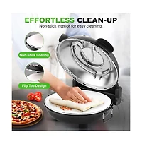Countertop Pizza Maker - Electric Pizza Oven with Temperature Controls, Window and Thermometer (Black)