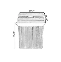 Wickerwise Square Coconut Sticks Collapsible Waterproof Laundry Hamper with Lid and Handles for Organizer, Clothes, Toy Durable Folder Washing Bin for